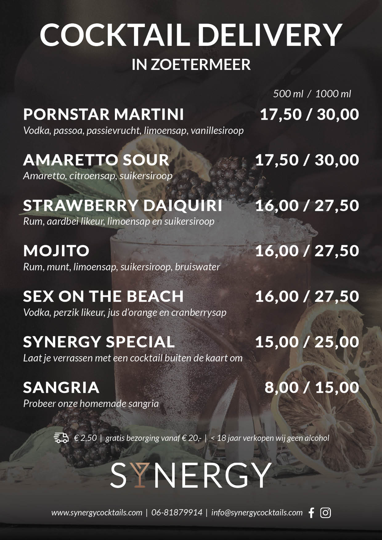 Cocktailmenu Synergy Cocktails Delivery